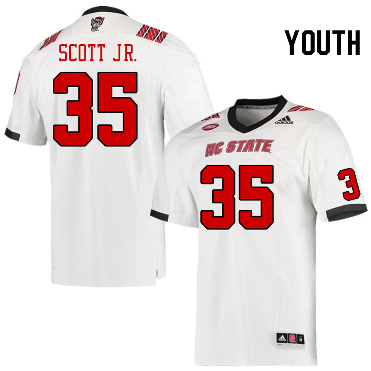 Youth #35 Christopher Scott Jr. North Carolina State Wolfpacks College Football Jerseys Stitched-Whi